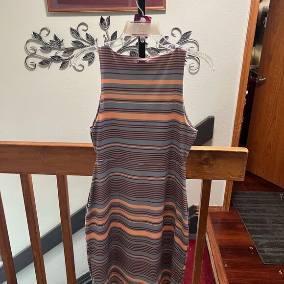 NWT Prana Sleeveless StripedDress Size Medium Gray & Orange #061 - Picture 4 of 6
